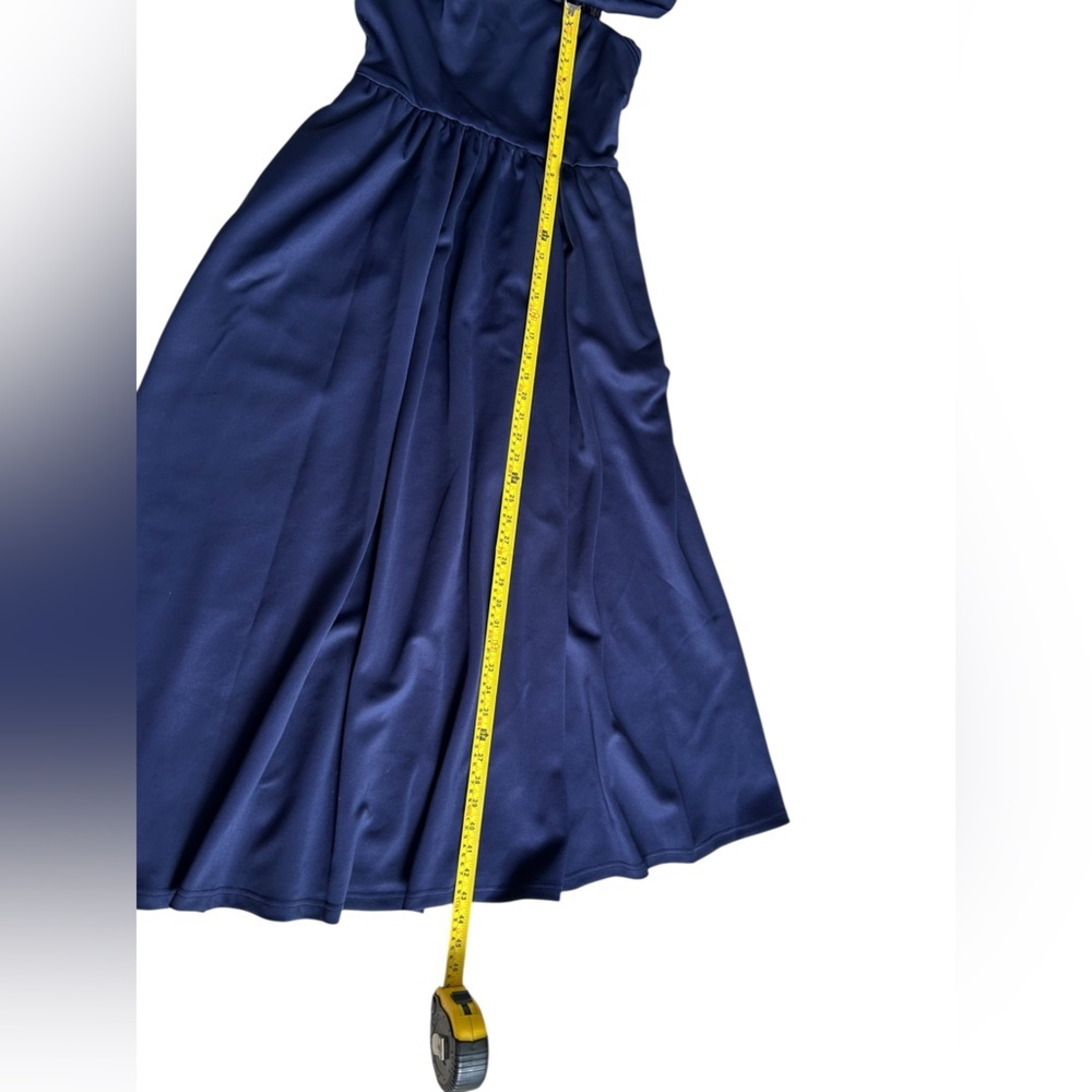Navy long Dress with Statement asymmetrical Bow - Size Small - Picture 11 of 11